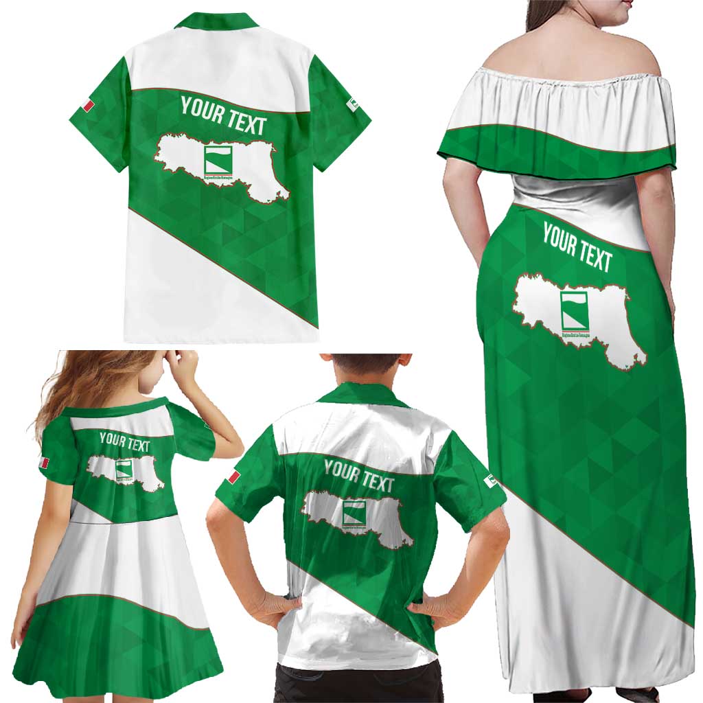 Personalized Italy Emilia-Romagna Family Matching Off Shoulder Maxi Dress and Hawaiian Shirt Inspiration Flags Style