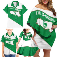Personalized Italy Emilia-Romagna Family Matching Off Shoulder Short Dress and Hawaiian Shirt Inspiration Flags Style