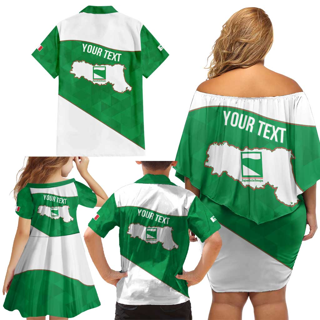 Personalized Italy Emilia-Romagna Family Matching Off Shoulder Short Dress and Hawaiian Shirt Inspiration Flags Style