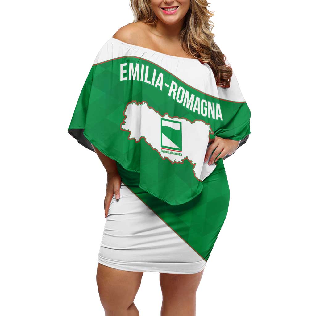 Personalized Italy Emilia-Romagna Family Matching Off Shoulder Short Dress and Hawaiian Shirt Inspiration Flags Style