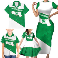 Personalized Italy Emilia-Romagna Family Matching Short Sleeve Bodycon Dress and Hawaiian Shirt Inspiration Flags Style