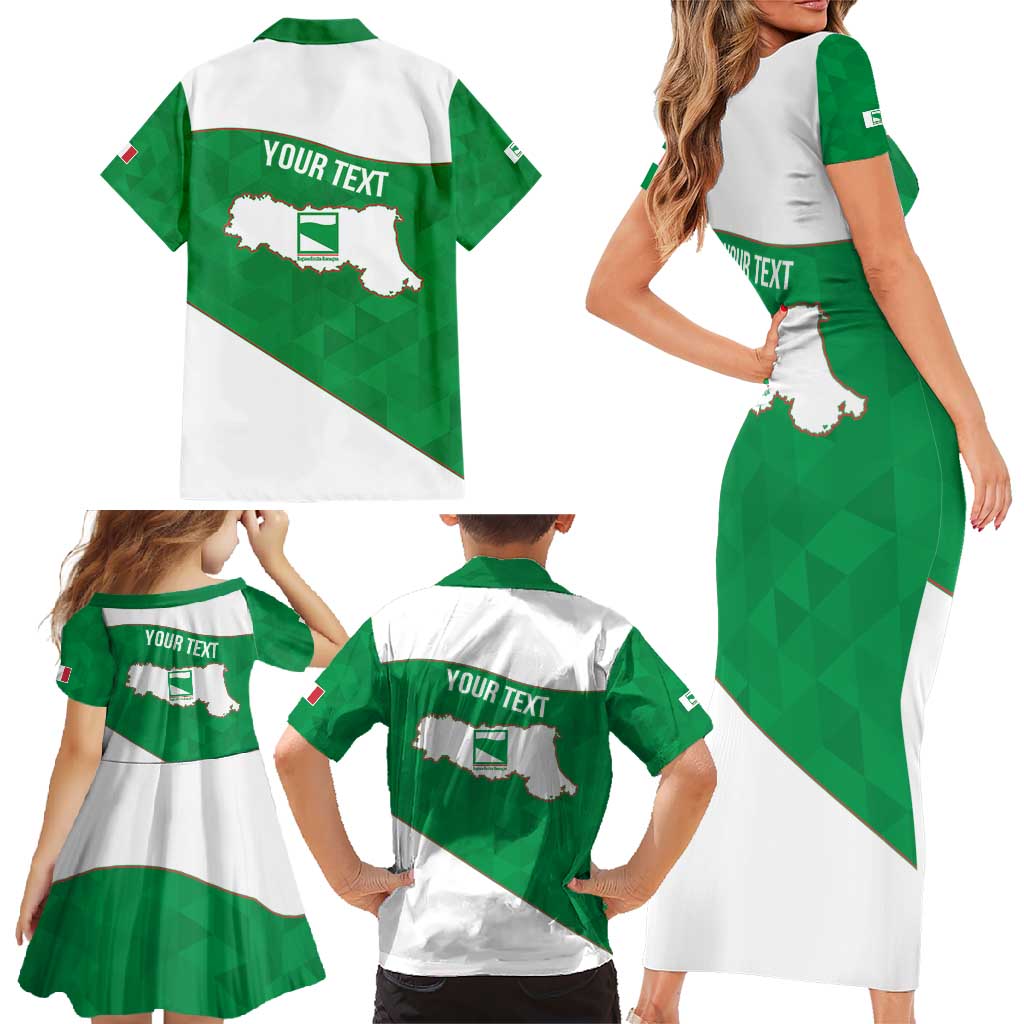 Personalized Italy Emilia-Romagna Family Matching Short Sleeve Bodycon Dress and Hawaiian Shirt Inspiration Flags Style