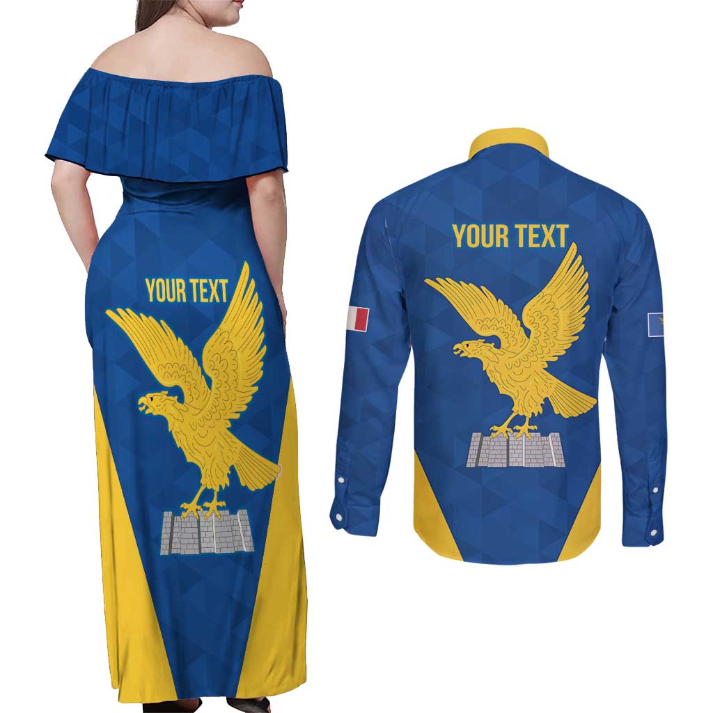 Personalized Italy Friuli-Venezia Giulia Couples Matching Off Shoulder Maxi Dress and Long Sleeve Button Shirt Inspiration Flags Style