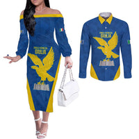 Personalized Italy Friuli-Venezia Giulia Couples Matching Off The Shoulder Long Sleeve Dress and Long Sleeve Button Shirt Inspiration Flags Style