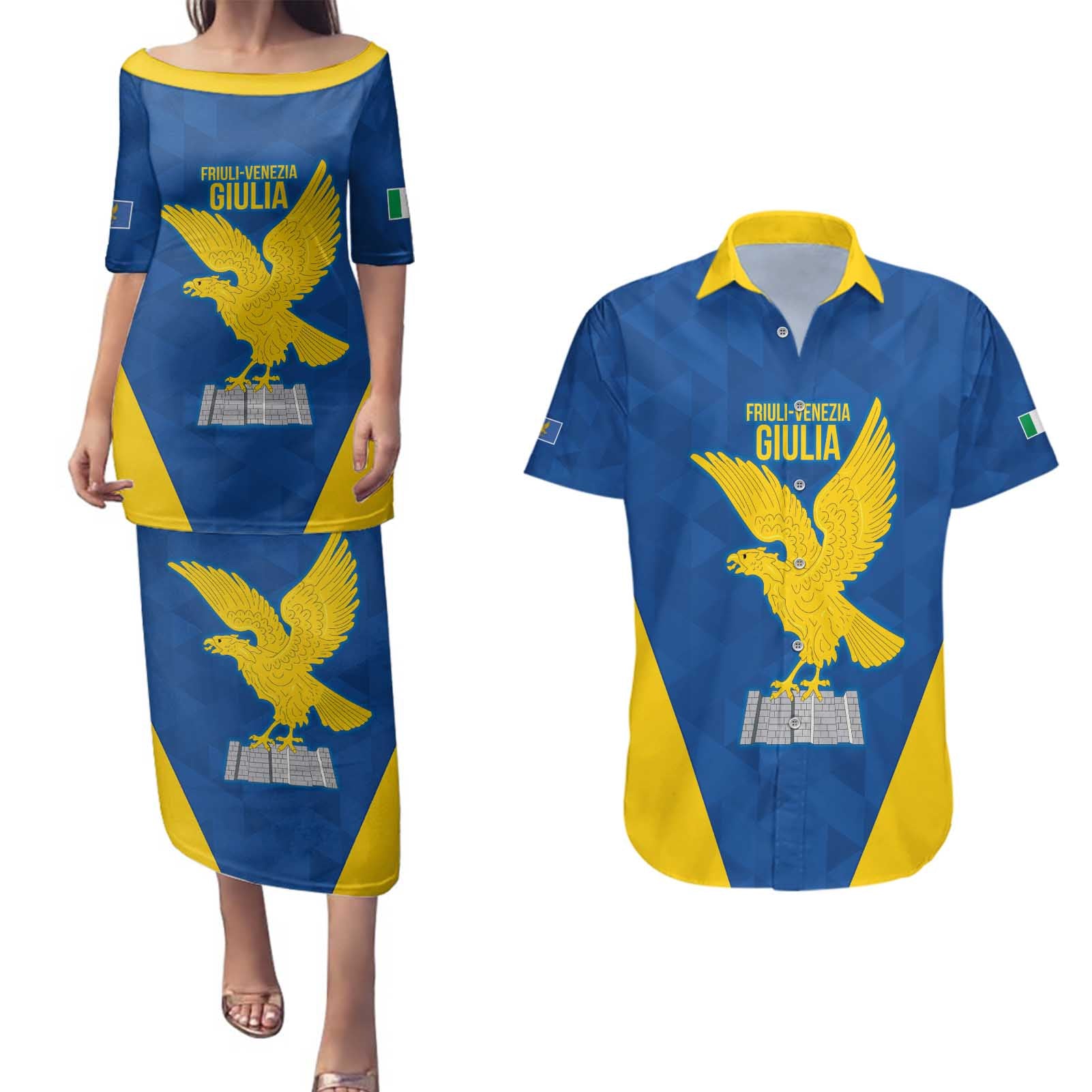 Personalized Italy Friuli-Venezia Giulia Couples Matching Puletasi and Hawaiian Shirt Inspiration Flags Style