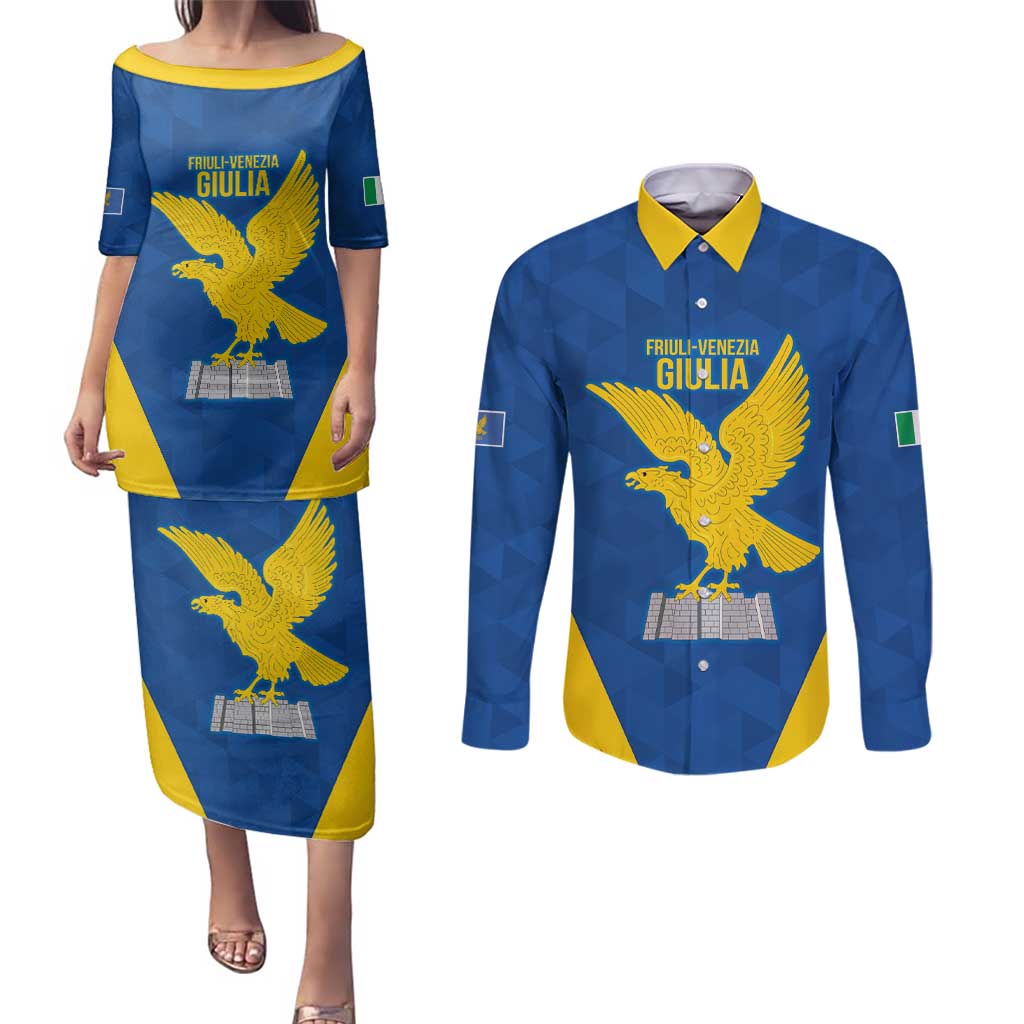 Personalized Italy Friuli-Venezia Giulia Couples Matching Puletasi and Long Sleeve Button Shirt Inspiration Flags Style