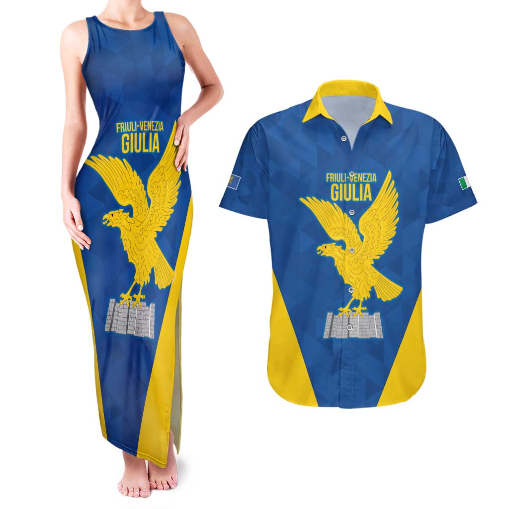 Personalized Italy Friuli-Venezia Giulia Couples Matching Tank Maxi Dress and Hawaiian Shirt Inspiration Flags Style