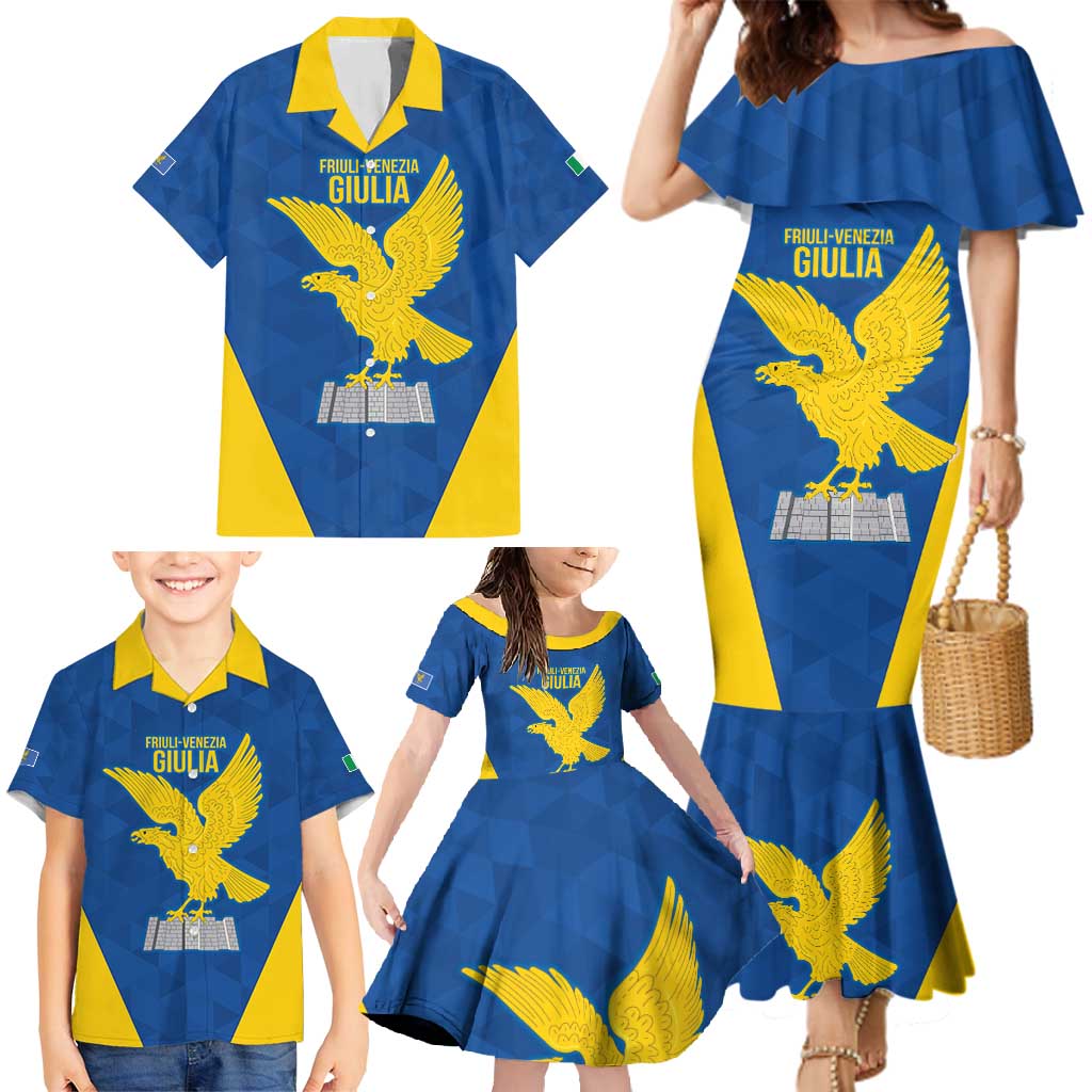 Personalized Italy Friuli-Venezia Giulia Family Matching Mermaid Dress and Hawaiian Shirt Inspiration Flags Style