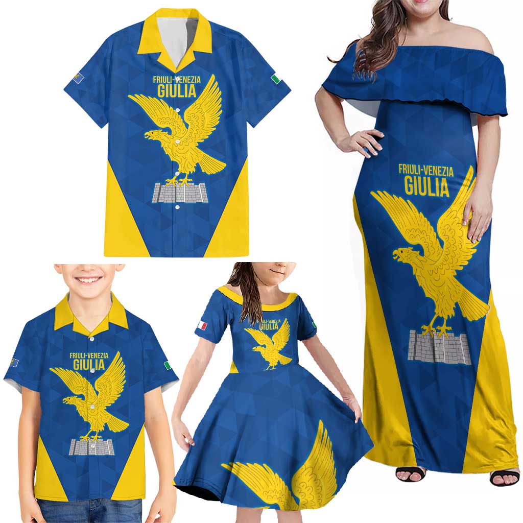 Personalized Italy Friuli-Venezia Giulia Family Matching Off Shoulder Maxi Dress and Hawaiian Shirt Inspiration Flags Style