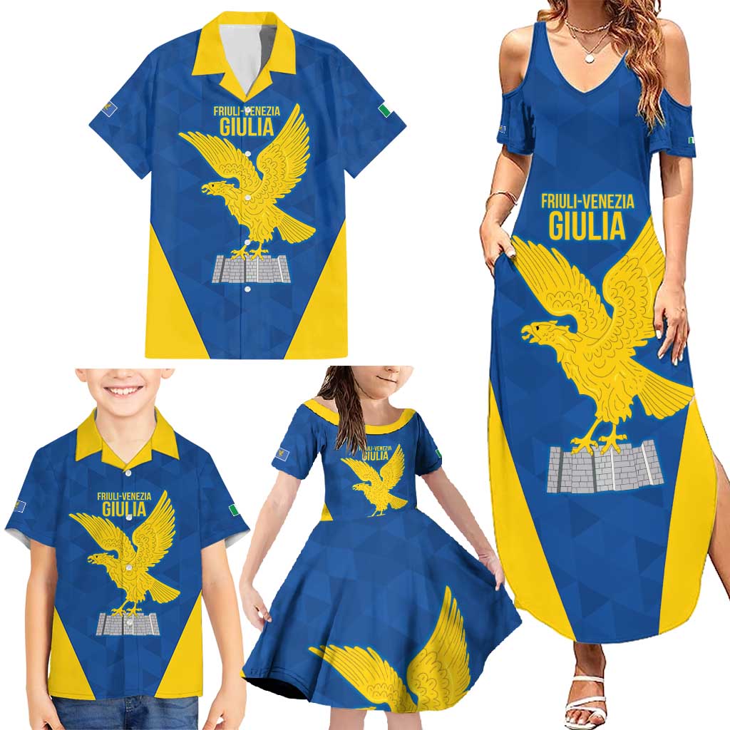 Personalized Italy Friuli-Venezia Giulia Family Matching Summer Maxi Dress and Hawaiian Shirt Inspiration Flags Style