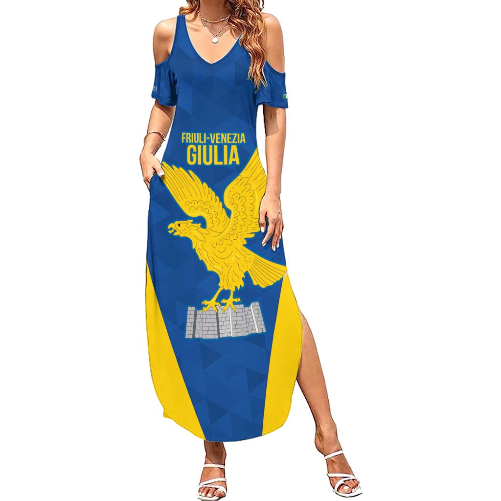 Personalized Italy Friuli-Venezia Giulia Family Matching Summer Maxi Dress and Hawaiian Shirt Inspiration Flags Style