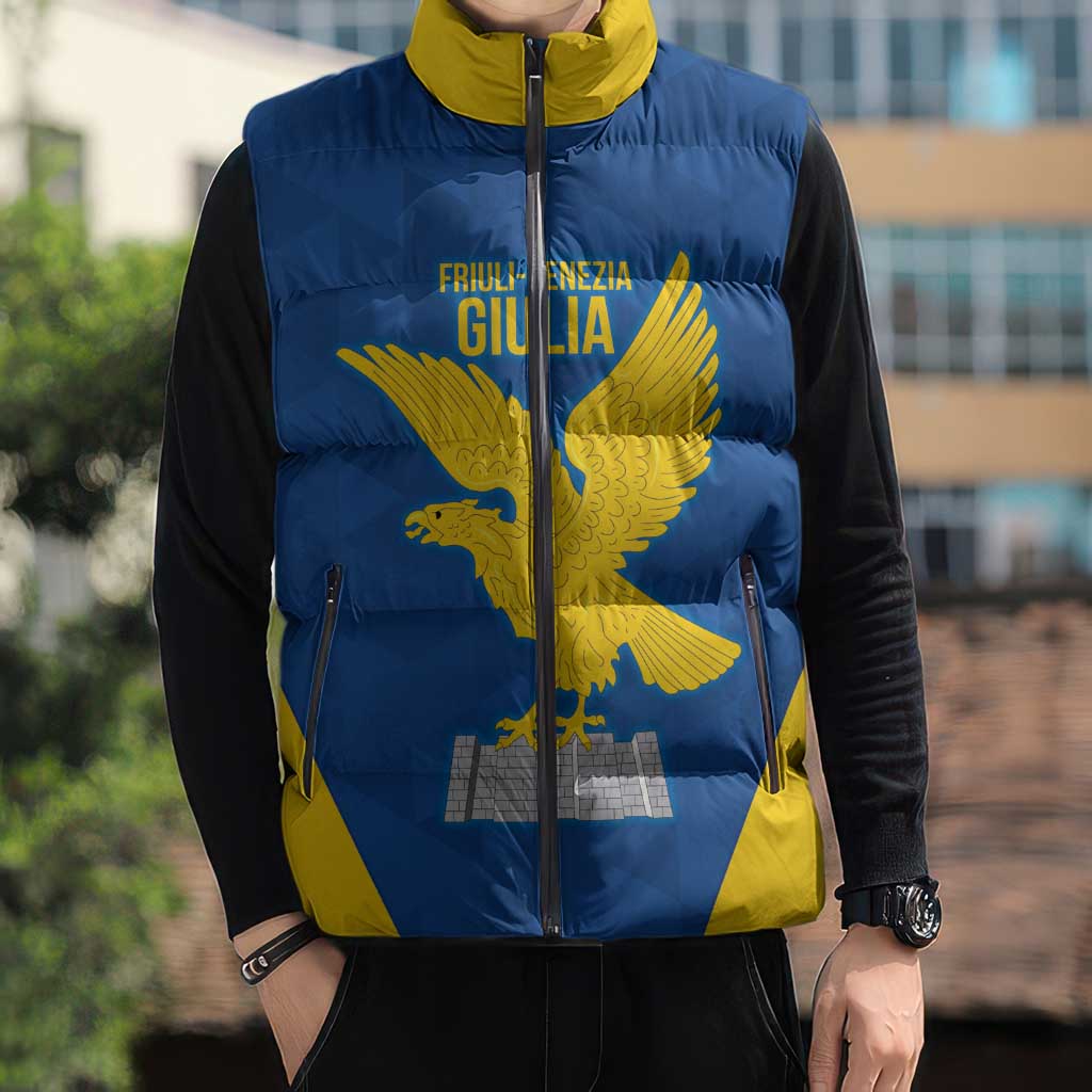 Personalized Italy Friuli-Venezia Giulia Sleeveless Puffer Jacket Inspiration Flags Style - Wonder Print Shop
