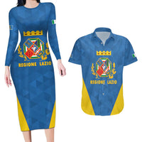 Personalized Italy Lazio Couples Matching Long Sleeve Bodycon Dress and Hawaiian Shirt Inspiration Flags Style