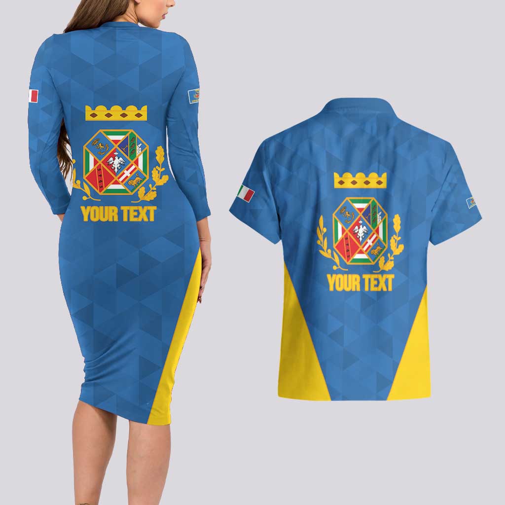 Personalized Italy Lazio Couples Matching Long Sleeve Bodycon Dress and Hawaiian Shirt Inspiration Flags Style