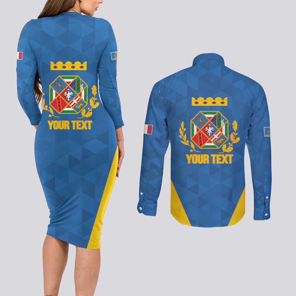 Personalized Italy Lazio Couples Matching Long Sleeve Bodycon Dress and Long Sleeve Button Shirt Inspiration Flags Style