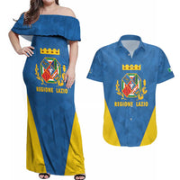 Personalized Italy Lazio Couples Matching Off Shoulder Maxi Dress and Hawaiian Shirt Inspiration Flags Style
