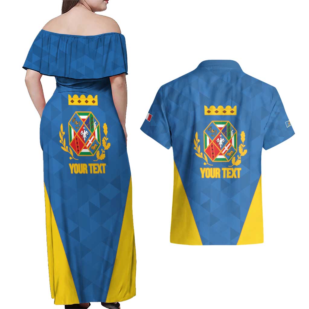Personalized Italy Lazio Couples Matching Off Shoulder Maxi Dress and Hawaiian Shirt Inspiration Flags Style