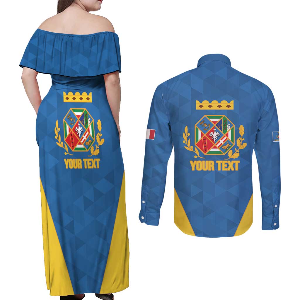 Personalized Italy Lazio Couples Matching Off Shoulder Maxi Dress and Long Sleeve Button Shirt Inspiration Flags Style