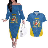 Personalized Italy Lazio Couples Matching Off The Shoulder Long Sleeve Dress and Hawaiian Shirt Inspiration Flags Style