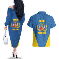 Personalized Italy Lazio Couples Matching Off The Shoulder Long Sleeve Dress and Hawaiian Shirt Inspiration Flags Style