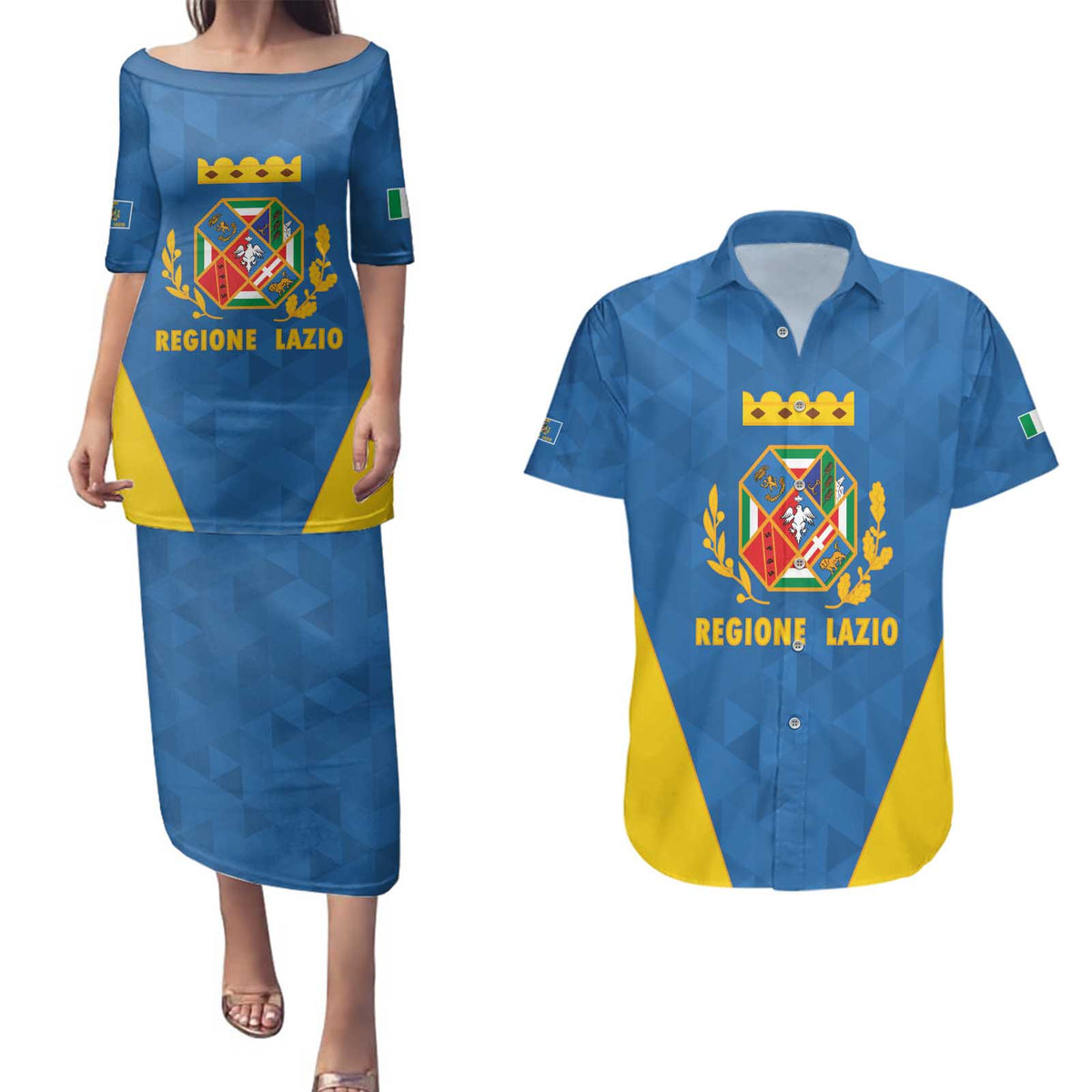 Personalized Italy Lazio Couples Matching Puletasi and Hawaiian Shirt Inspiration Flags Style