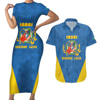 Personalized Italy Lazio Couples Matching Short Sleeve Bodycon Dress and Hawaiian Shirt Inspiration Flags Style