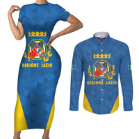 Personalized Italy Lazio Couples Matching Short Sleeve Bodycon Dress and Long Sleeve Button Shirt Inspiration Flags Style