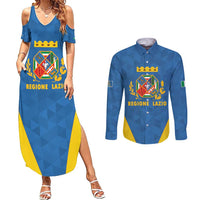 Personalized Italy Lazio Couples Matching Summer Maxi Dress and Long Sleeve Button Shirt Inspiration Flags Style