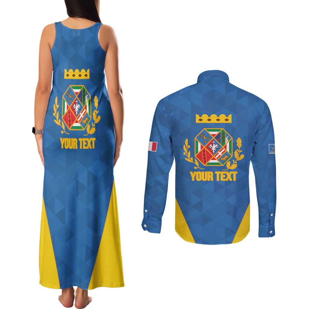 Personalized Italy Lazio Couples Matching Tank Maxi Dress and Long Sleeve Button Shirt Inspiration Flags Style