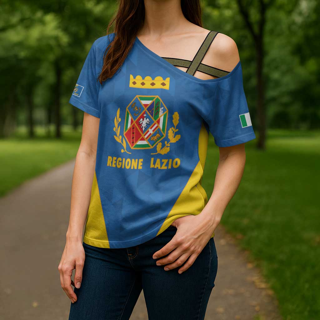 Personalized Italy Lazio Cross Shoulder Shirt Inspiration Flags Style - Wonder Print Shop