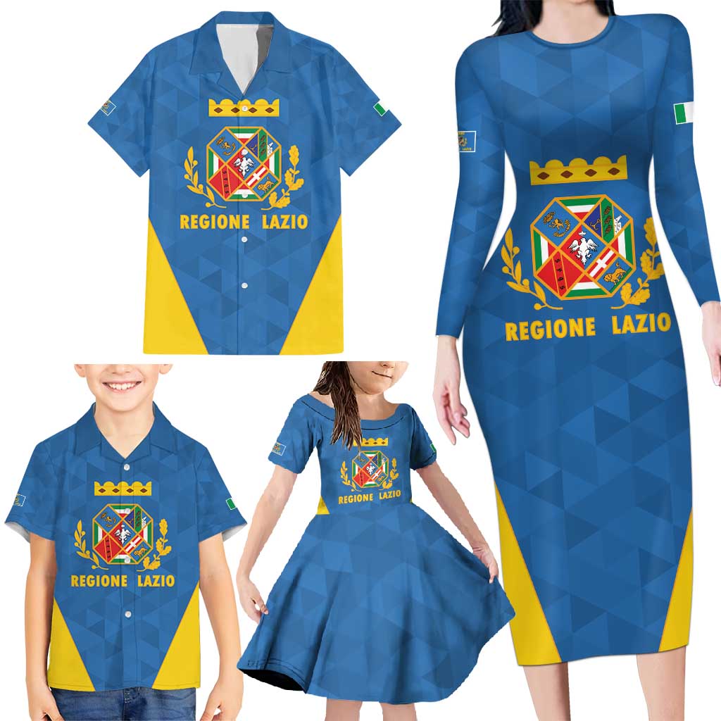 Personalized Italy Lazio Family Matching Long Sleeve Bodycon Dress and Hawaiian Shirt Inspiration Flags Style