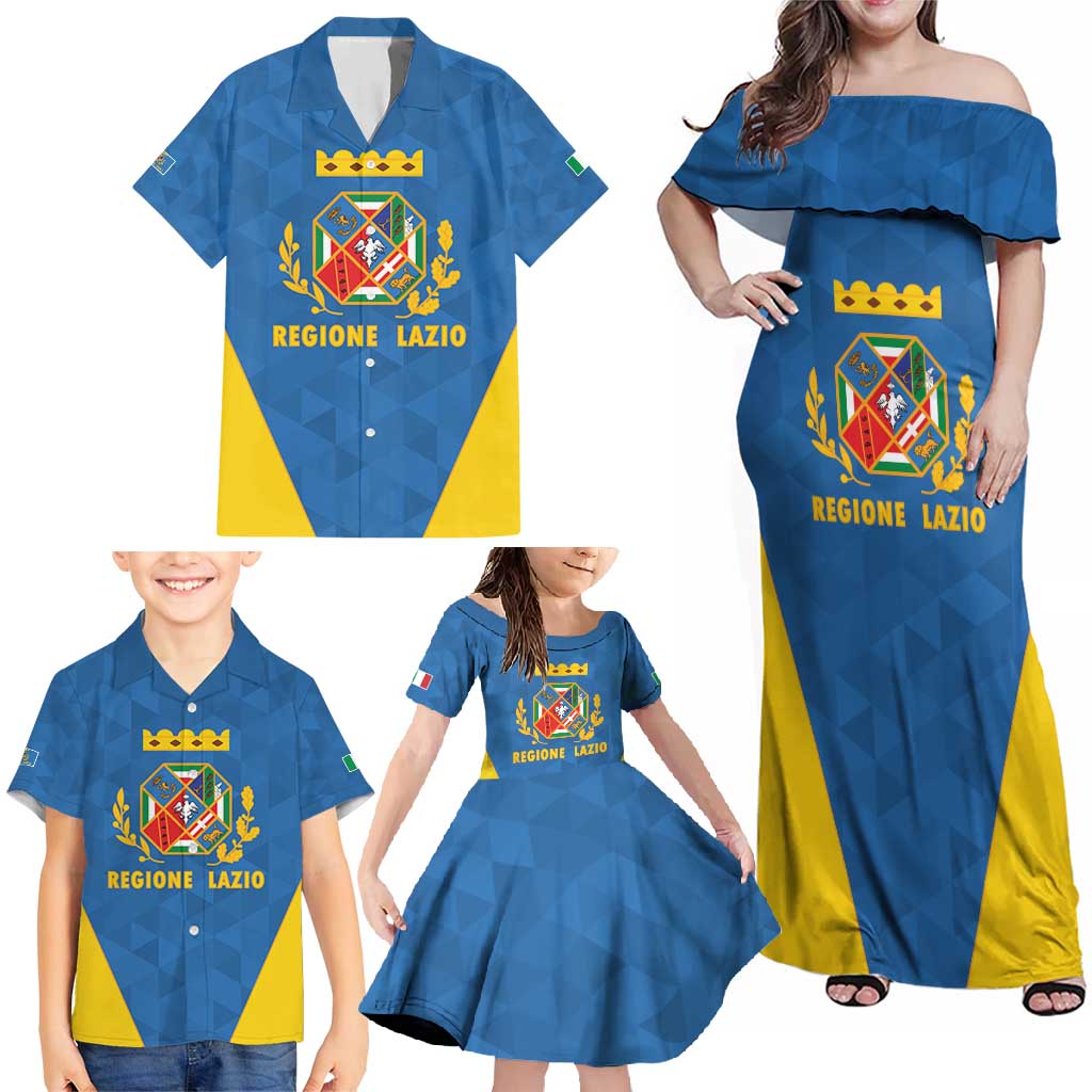 Personalized Italy Lazio Family Matching Off Shoulder Maxi Dress and Hawaiian Shirt Inspiration Flags Style