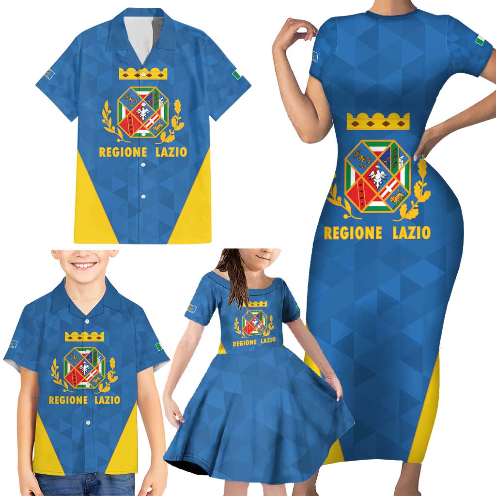 Personalized Italy Lazio Family Matching Short Sleeve Bodycon Dress and Hawaiian Shirt Inspiration Flags Style