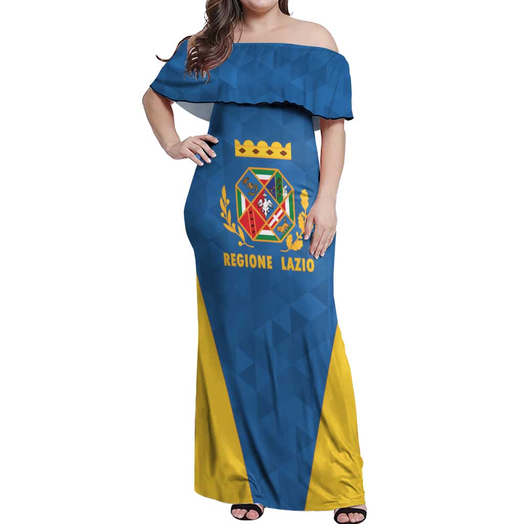 Personalized Italy Lazio Off Shoulder Maxi Dress Inspiration Flags Style