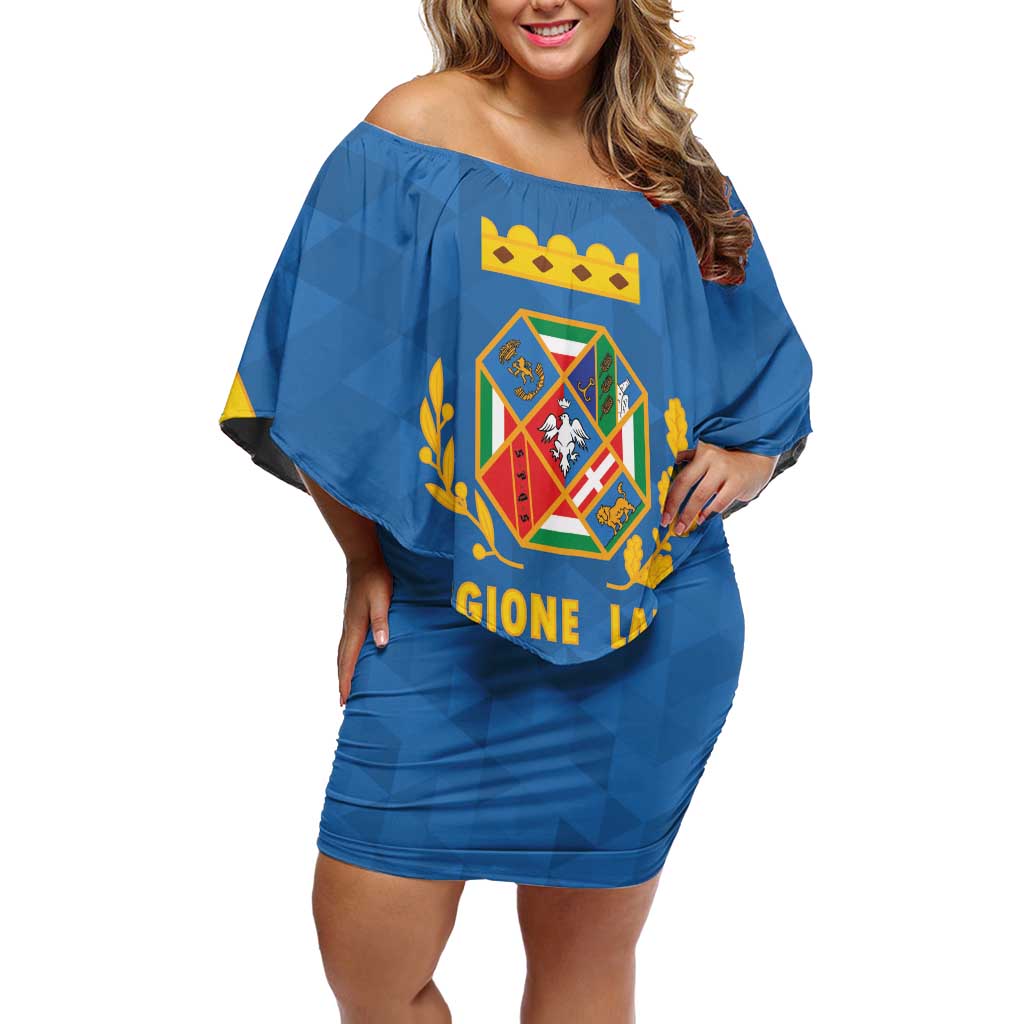 Personalized Italy Lazio Off Shoulder Short Dress Inspiration Flags Style