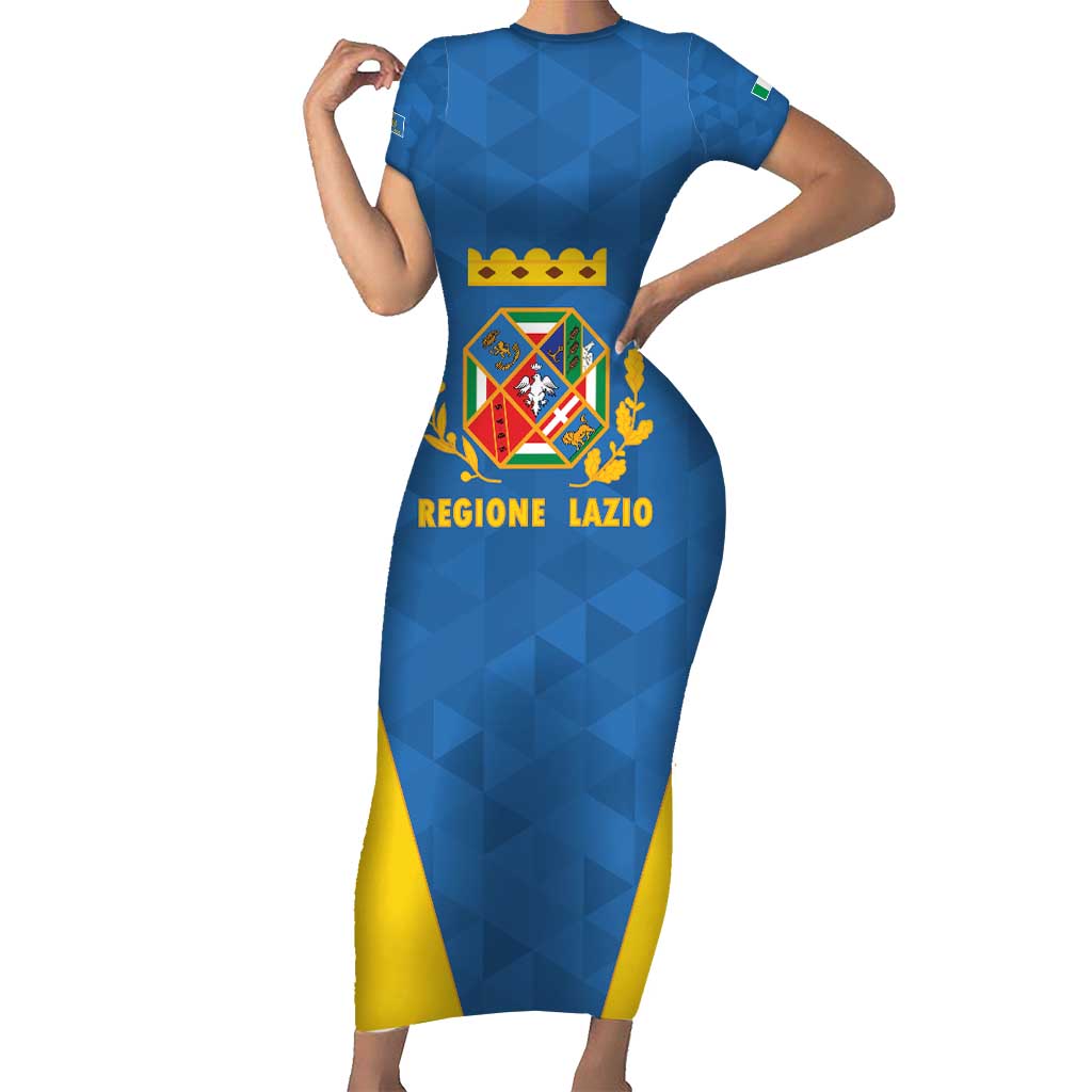 Personalized Italy Lazio Short Sleeve Bodycon Dress Inspiration Flags Style