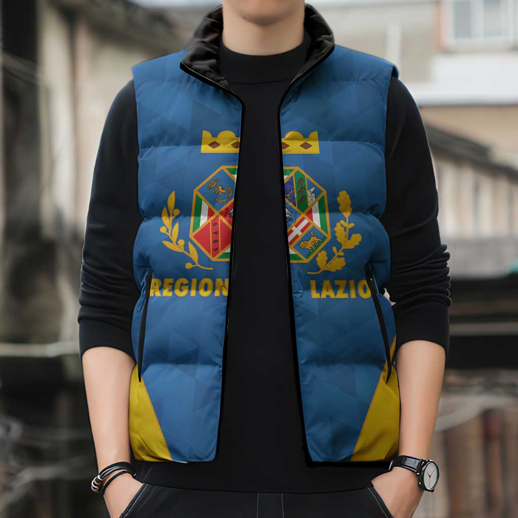 Personalized Italy Lazio Sleeveless Puffer Jacket Inspiration Flags Style - Wonder Print Shop