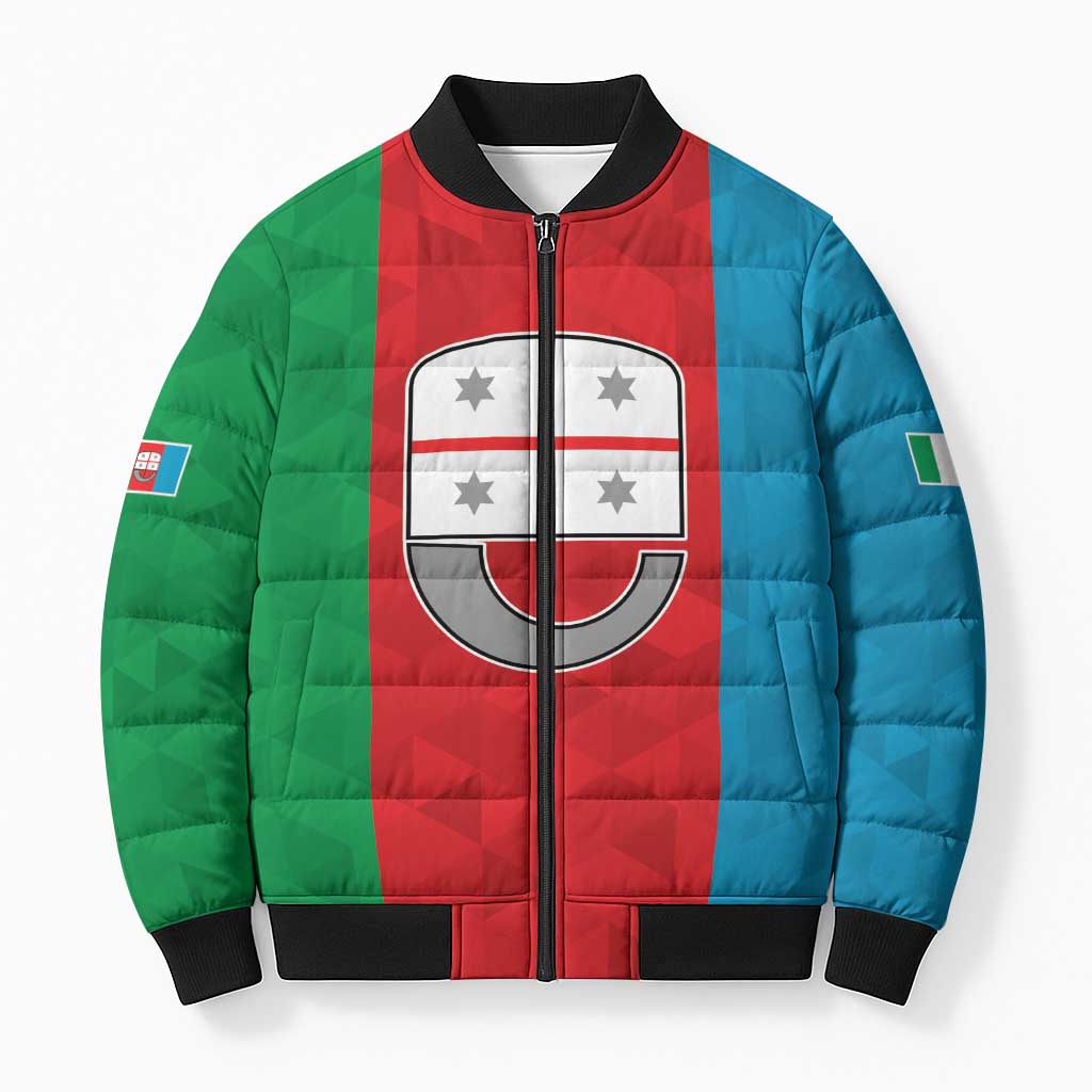 Personalized Italy Liguria Bomber Puffer Jacket Inspiration Flags Style - Wonder Print Shop