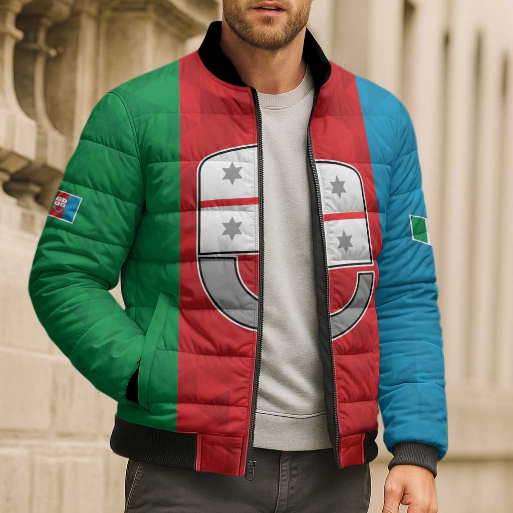 Personalized Italy Liguria Bomber Puffer Jacket Inspiration Flags Style - Wonder Print Shop