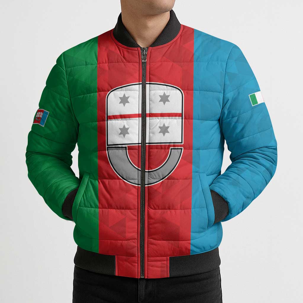 Personalized Italy Liguria Bomber Puffer Jacket Inspiration Flags Style - Wonder Print Shop