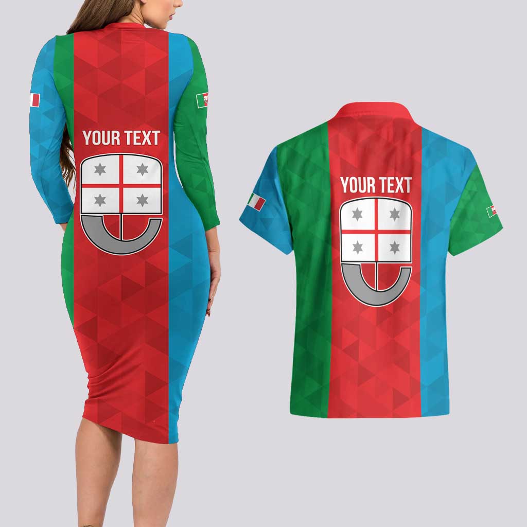 Personalized Italy Liguria Couples Matching Long Sleeve Bodycon Dress and Hawaiian Shirt Inspiration Flags Style