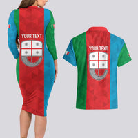 Personalized Italy Liguria Couples Matching Long Sleeve Bodycon Dress and Hawaiian Shirt Inspiration Flags Style