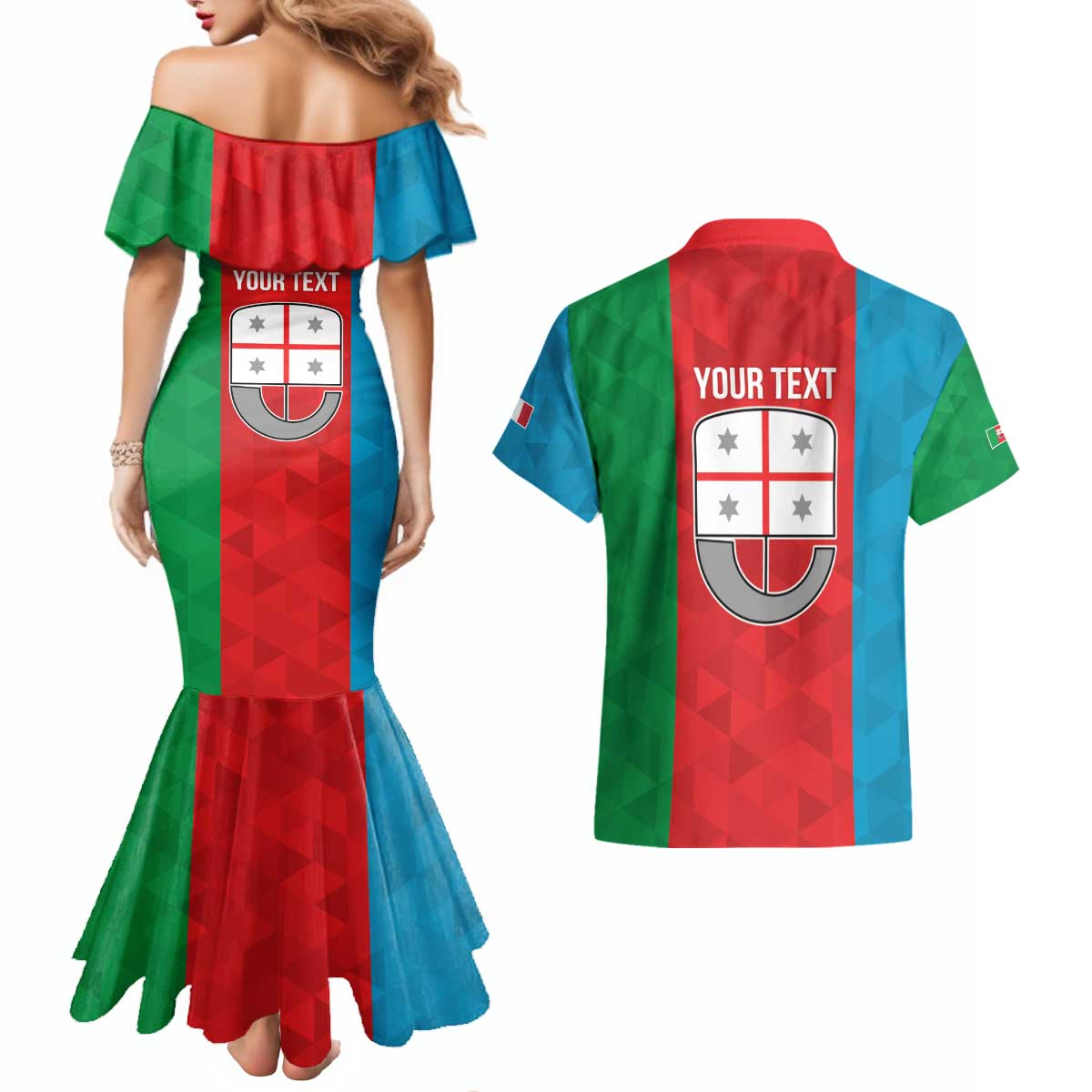 Personalized Italy Liguria Couples Matching Mermaid Dress and Hawaiian Shirt Inspiration Flags Style