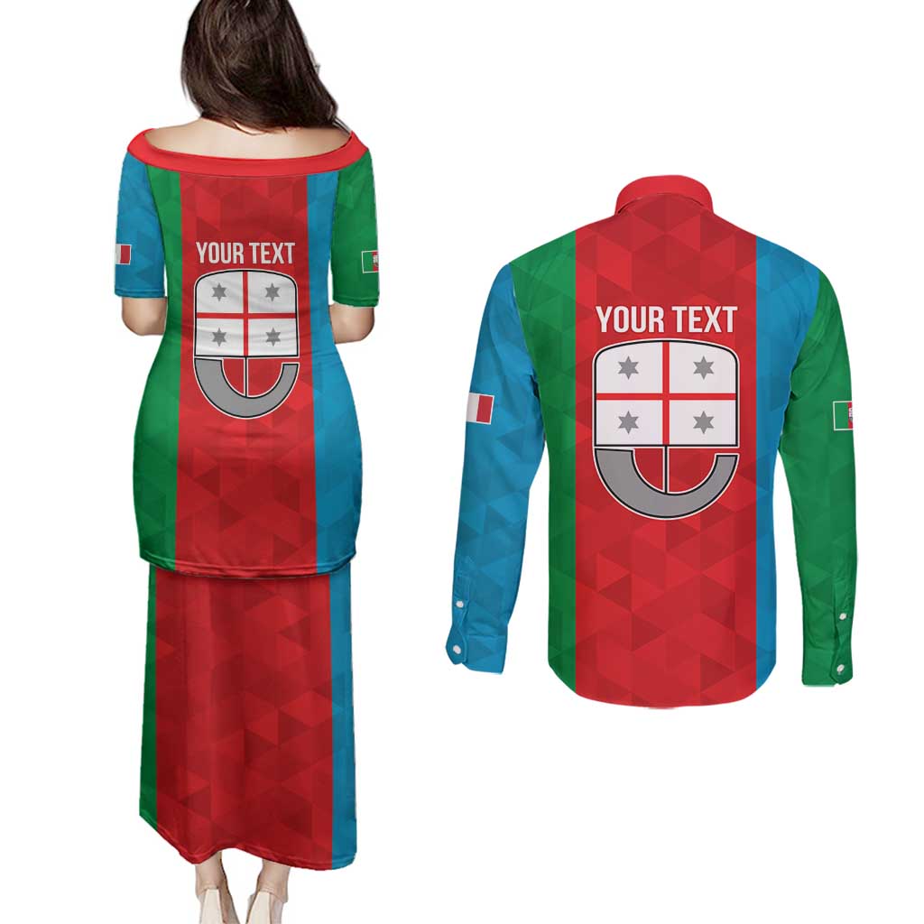 Personalized Italy Liguria Couples Matching Puletasi and Long Sleeve Button Shirt Inspiration Flags Style