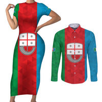 Personalized Italy Liguria Couples Matching Short Sleeve Bodycon Dress and Long Sleeve Button Shirt Inspiration Flags Style