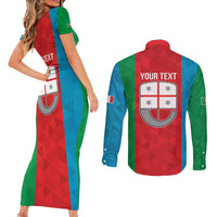 Personalized Italy Liguria Couples Matching Short Sleeve Bodycon Dress and Long Sleeve Button Shirt Inspiration Flags Style