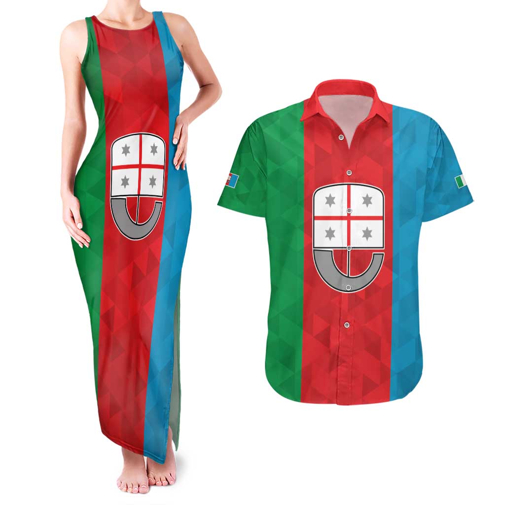 Personalized Italy Liguria Couples Matching Tank Maxi Dress and Hawaiian Shirt Inspiration Flags Style