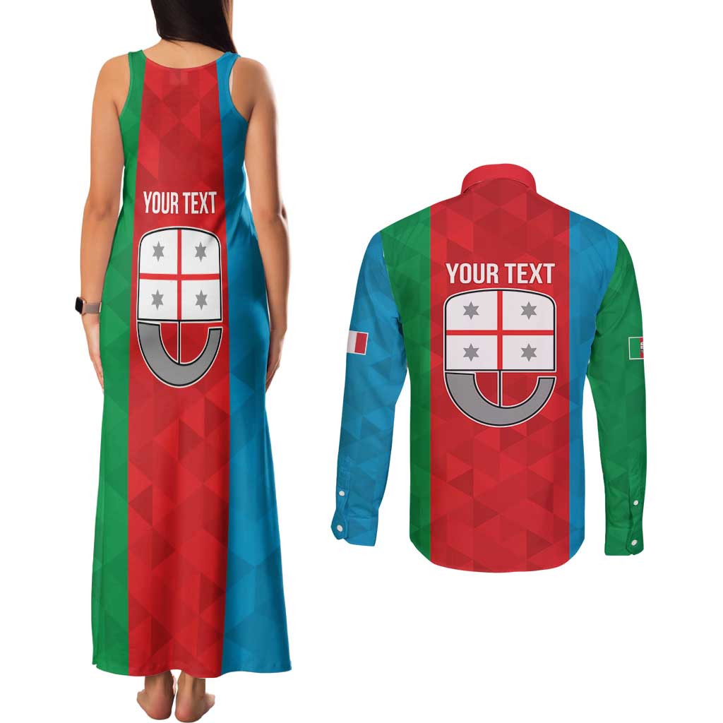 Personalized Italy Liguria Couples Matching Tank Maxi Dress and Long Sleeve Button Shirt Inspiration Flags Style