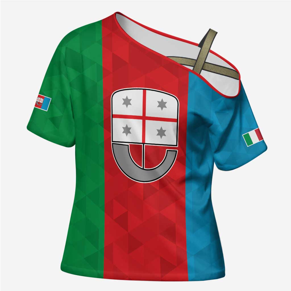 Personalized Italy Liguria Cross Shoulder Shirt Inspiration Flags Style - Wonder Print Shop