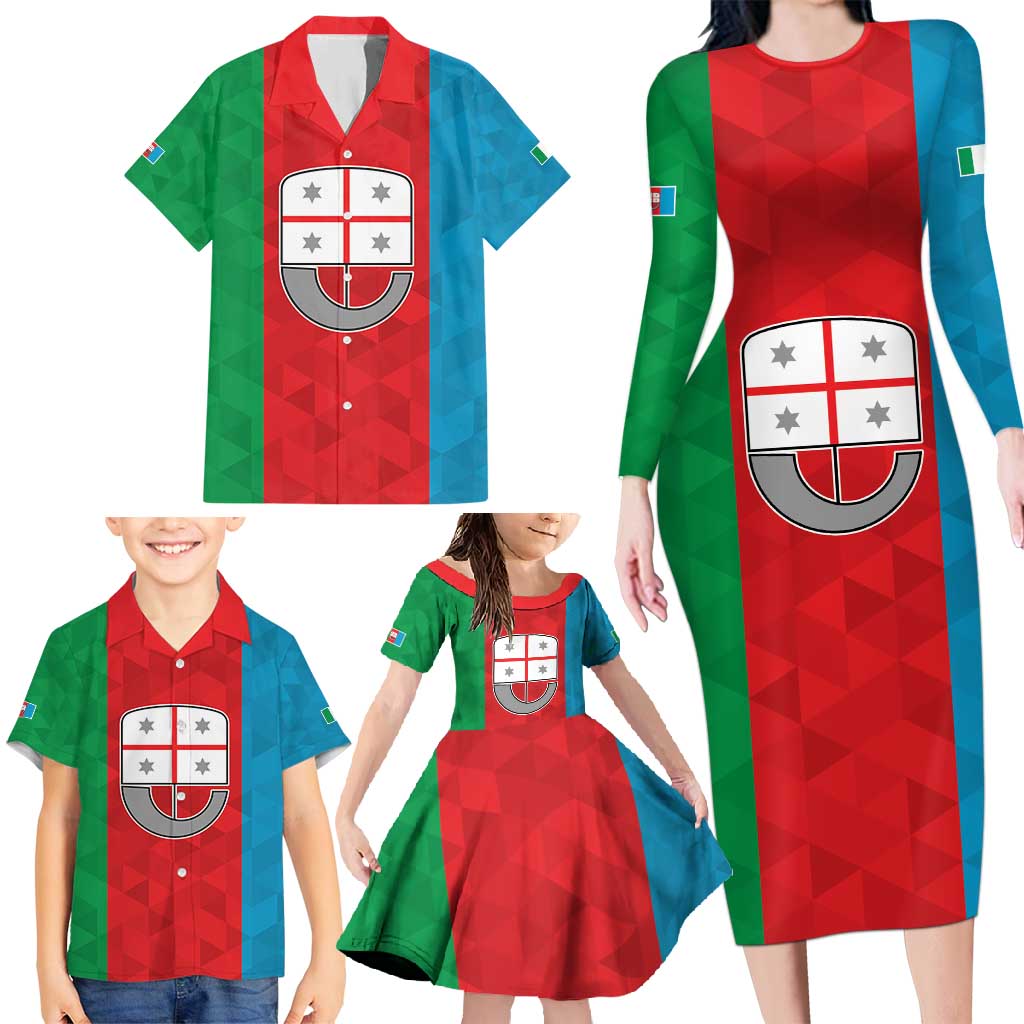 Personalized Italy Liguria Family Matching Long Sleeve Bodycon Dress and Hawaiian Shirt Inspiration Flags Style